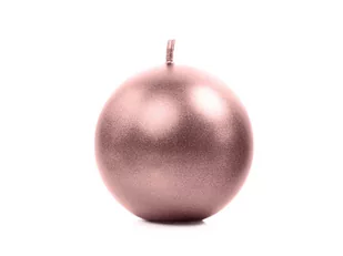 Party Deco Świeca Kula metaliczna, złoty róż - 6 cm - 1 szt. SKUMET60-019R-OP - Świece - miniaturka - grafika 1