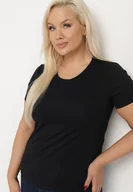 Koszulki i topy damskie - Czarny T-shirt z Bawełny w Klasycznym Stylu Venamia - miniaturka - grafika 1