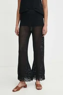 Spodnie damskie - Sisley spodnie damskie kolor czarny proste high waist - miniaturka - grafika 1