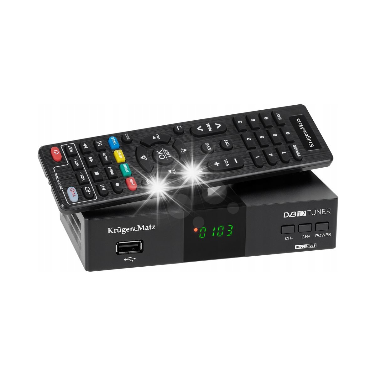 Kruger&Matz Tuner DVB-T2 H.265 HEVC HDMI SCART PVR EPG USB dekoder KM0550D