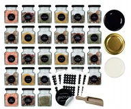 Pojemniki kuchenne - Słoik Słoiczek Szklany Na Przyprawy 150Ml 20Szt+100Szt Naklejek M1+Łopatka - miniaturka - grafika 1