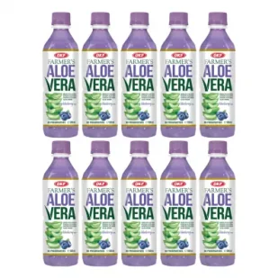 Okf Napój Farmers Aloe Vera z cząstkami aloesu Blueberry Zestaw 10 x 500 ml - Soki i napoje niegazowane - miniaturka - grafika 1