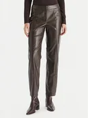 Spodnie damskie - Vero Moda Spodnie z imitacji skóry Vips 10336342 Brązowy Straight Fit - miniaturka - grafika 1