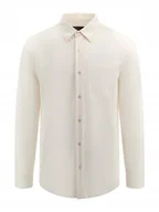 Koszule męskie - Guess Ecru Koszula Elegancka z Długim Rękawem z Mikrowzorem XL Gna - miniaturka - grafika 1