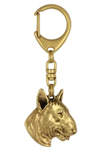 Bulterier, Bull Terrier III - pozłocony brelok do kluczy z psem, ozdoba torebki, luksusowy dodatek marki Art-Dog - Breloki - miniaturka - grafika 1