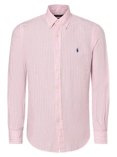 Polo Ralph Lauren Męska koszula lniana - Custom Fit Mężczyźni Modern Fit len różowy|biały w paski, L - Koszule męskie - miniaturka - grafika 1
