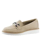 Mokasyny damskie - Heine Skórzane mokasyny w kolorze beżowym - miniaturka - grafika 1