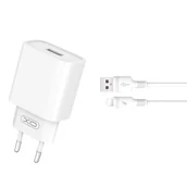 Ładowarki do telefonów - XO Ładowarka sieciowa CE02D QC 3.0 18W 1x USB biaa + kabel Lightning - miniaturka - grafika 1