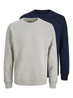 Bluzy męskie - JACK & JONES Męska bluza Jjebradley Crew 2pk Mp, granatowa marynarka/opakowanie: granatowa marynarka + Moonbeam, XL EU, Granatowy blezer/opakowanie: granatowa marynarka + moonbeam, XL - miniaturka - grafika 1