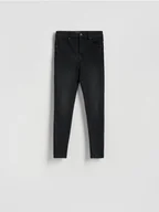 Spodnie damskie - Reserved - Jeansy slim fit z przetarciami - czarny - miniaturka - grafika 1