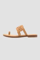 Klapki i japonki damskie - MICHAEL KORS Brązowe klapki Alma Flat Sandal - Michael Kors - miniaturka - grafika 1