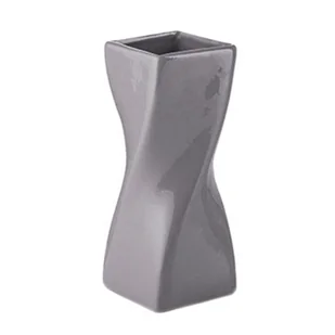 Wazon Ceramiczny szary połysk flakon na kwiaty ozdobny Skrętny szkliwiony - Wazony i flakony - miniaturka - grafika 1