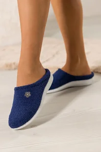 Granatowe kapcie damskie Inblu obuwie domowe ozdobny stalowy kwiatek VX689899 - Kapcie damskie - miniaturka - grafika 1