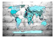 Fototapety - Fototapeta, Mapa świata: Błękitne kontynenty, 150x105 cm - miniaturka - grafika 1