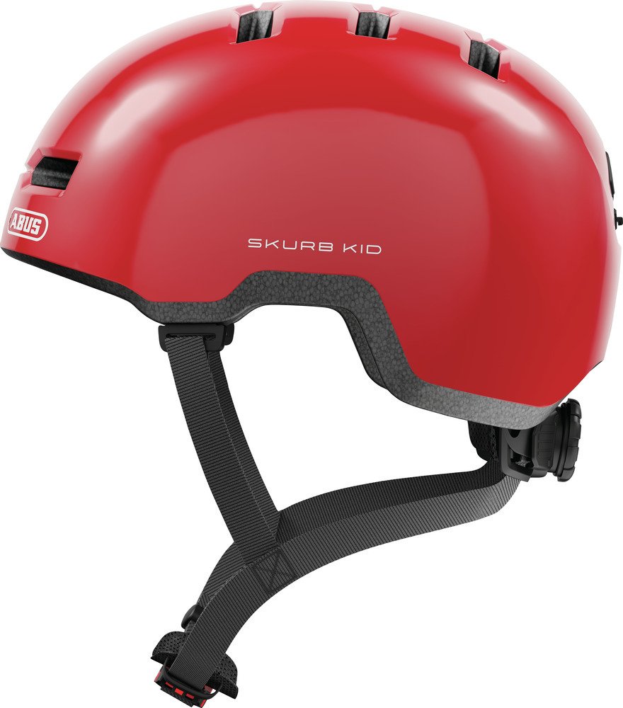 Kask rowerowy Abus Skurb Kid, kask dziecięcy i młodzieżowy, S, czerwony błyszczący AS