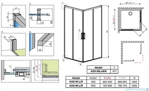 Radaway Idea White Kdd kabina 90x80cm szkło przejrzyste 387060-04-01L/387061-04-01R - Kabiny prysznicowe Radaway Idea White Kdd kabina 90x80cm szkło przejrzyste 387060-04-01L/387061-04-01R - Kabiny prysznicowe - miniaturka - grafika 2