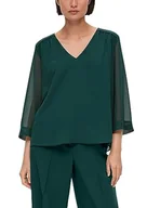 Bluzki damskie - s.Oliver Black Label damska bluzka z rękawami 3/4, zielona 38, zielony, 38 - miniaturka - grafika 1