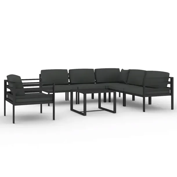 Aluminiowy zestaw wypoczynkowy do ogrodu antracytowy, modułowy, z poduszka