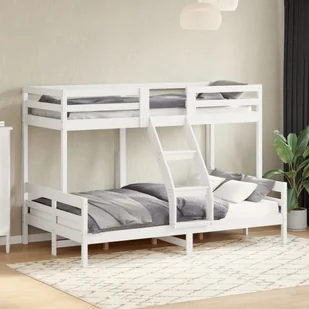 Łóżko piętrowe, 80x200/120x200 cm, białe, lite drewno sosnowe Lumarko! - Łóżka dla dzieci i młodzieży - miniaturka - grafika 4