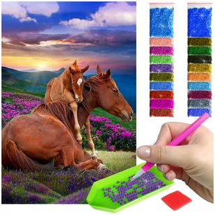 Haft Diamentowy ARTULIO, Obraz DIY 5D, Diamond Painting, Mozaika diamentowa 40x60cm (Konie na tle doliny) + zestaw akcesoriów - Dekoratorstwo Haft Diamentowy ARTULIO, Obraz DIY 5D, Diamond Painting, Mozaika diamentowa 40x60cm (Konie na tle doliny) + zestaw akcesoriów - Dekoratorstwo - miniaturka - grafika 1