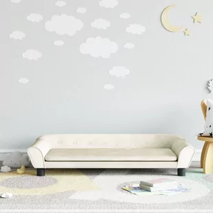 vidaXL Sofa dla dzieci, kremowa, 100x50x26 cm, aksamit - Meble do sypialni - miniaturka - grafika 1