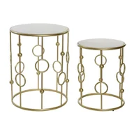 Ławy i stoliki kawowe - Emaga Stolik DKD Home Decor Srebrzysty Metal Marmur (37 x 37 x 50 cm) (46 x 46 x 60 cm) (2 pcs) - miniaturka - grafika 1