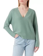 Swetry damskie - BOSS Damski sweter z bawełny i kaszmiru z dekoltem w serek, Open Green351, XL - miniaturka - grafika 1