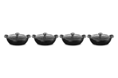 Zestawy garnków i patelni - Le Creuset ZESTAW 4 MINI GARNKÓW 13 CM CZARNY MATT Z POKRYWKĄ - miniaturka - grafika 1