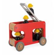 Samochody i pojazdy dla dzieci - Janod Truck Lite drewno Bolid-4 Strażak w zestawie Cicha wyobraźnia i umiejętności motoryczne z certyfikatem FSC-Farba wodna od 2 lat, J04632, czerwony J04632 - miniaturka - grafika 1