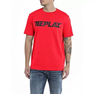 Koszulki męskie - Replay T-shirt męski, Ruby Red 656, XS - grafika 1