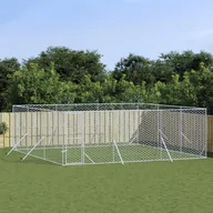 Sprzęt podróżny i transportery dla psów - vidaXL Kojec zewnętrzny dla psa, srebrny, 6x6x2 m, stal galwanizowana - miniaturka - grafika 1