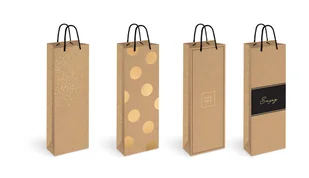 Torebka na butelkę 13x36x8 Kraft mix - INTERDRUK - Opakowania i torebki na prezenty - miniaturka - grafika 2