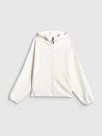 Bluzy damskie - 4F Bluza dresowa regular z kapturem damska - biała XS - miniaturka - grafika 1