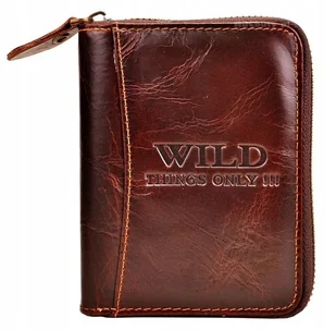 G4-223 Brązowy Skórzany Portfel Męski Na Suwak Hq - Portfele - miniaturka - grafika 1