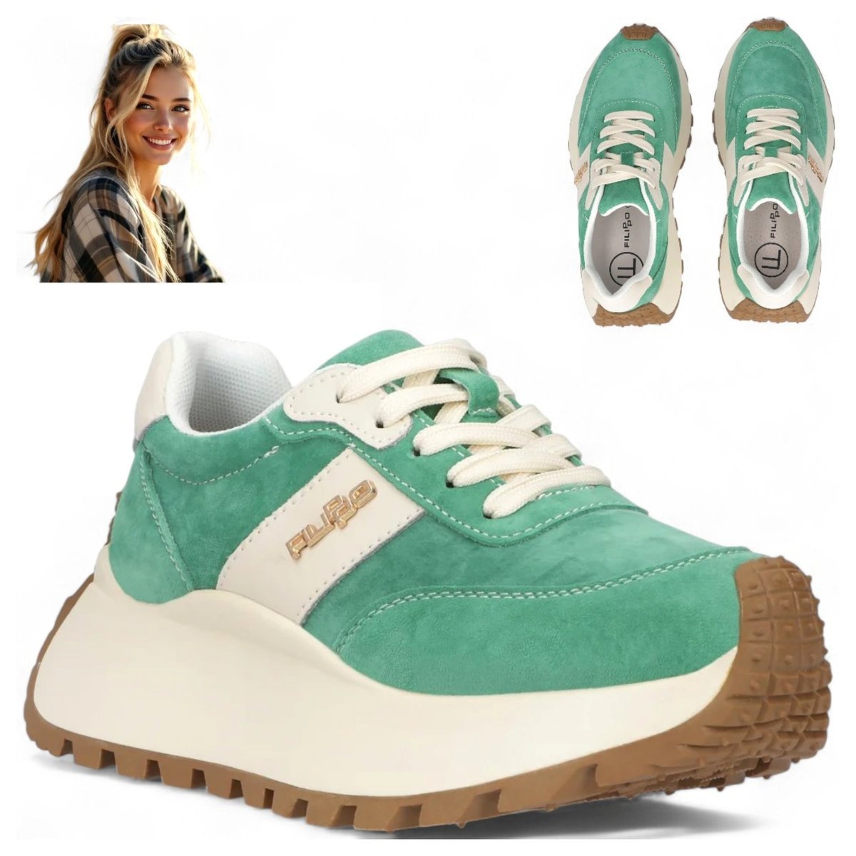 Sneakersy Damskie SKÓRZANE FILIPPO Wygodne Wiosenne Półbuty Sznurowane 39