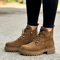 Botki damskie - Zamszowe whiskey botki damskie na traperze Sergio Leone Tr769 - miniaturka - grafika 1