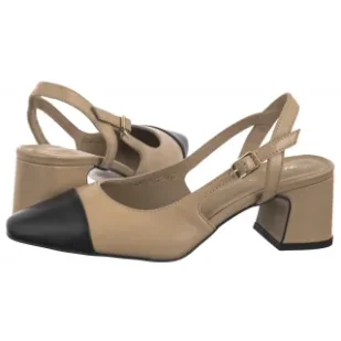 Czółenka Beżowe/Czarne 35147-54 (WO260-a) Wojas - Sandały damskie - miniaturka - grafika 1