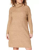 Sukienki - Only Damska Onljana L/S Cowlnck Wool Knt Noos Sukienka, Beżowy, XS - miniaturka - grafika 1