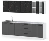 Meble kuchenne - Meble Kuchenne Modułowe Z Blatem Duże Remino 2.6m Biały Szary San Sebastian - miniaturka - grafika 1