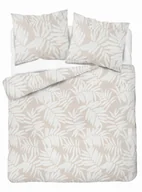 Pościel - Pościel bawełniana 220x200 beżowa liście palmy - miniaturka - grafika 1