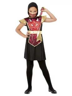 Smiffys Smiffys 71043S Ninja Warrior kostium, dziewczęta, czerwona, S - wiek 4-6 lat 71043S - Stroje karnawałowe - miniaturka - grafika 1