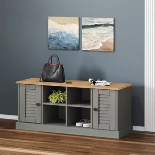vidaXL Szafka na buty VIGO, szara, 106x35x40 cm, lite drewno sosnowe - Ławki do przedpokoju - miniaturka - grafika 1