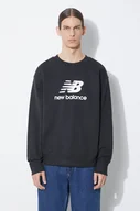 Bluzy męskie - New Balance bluza Stacked Logo French męska kolor czarny z nadrukiem MT41500BK - miniaturka - grafika 1