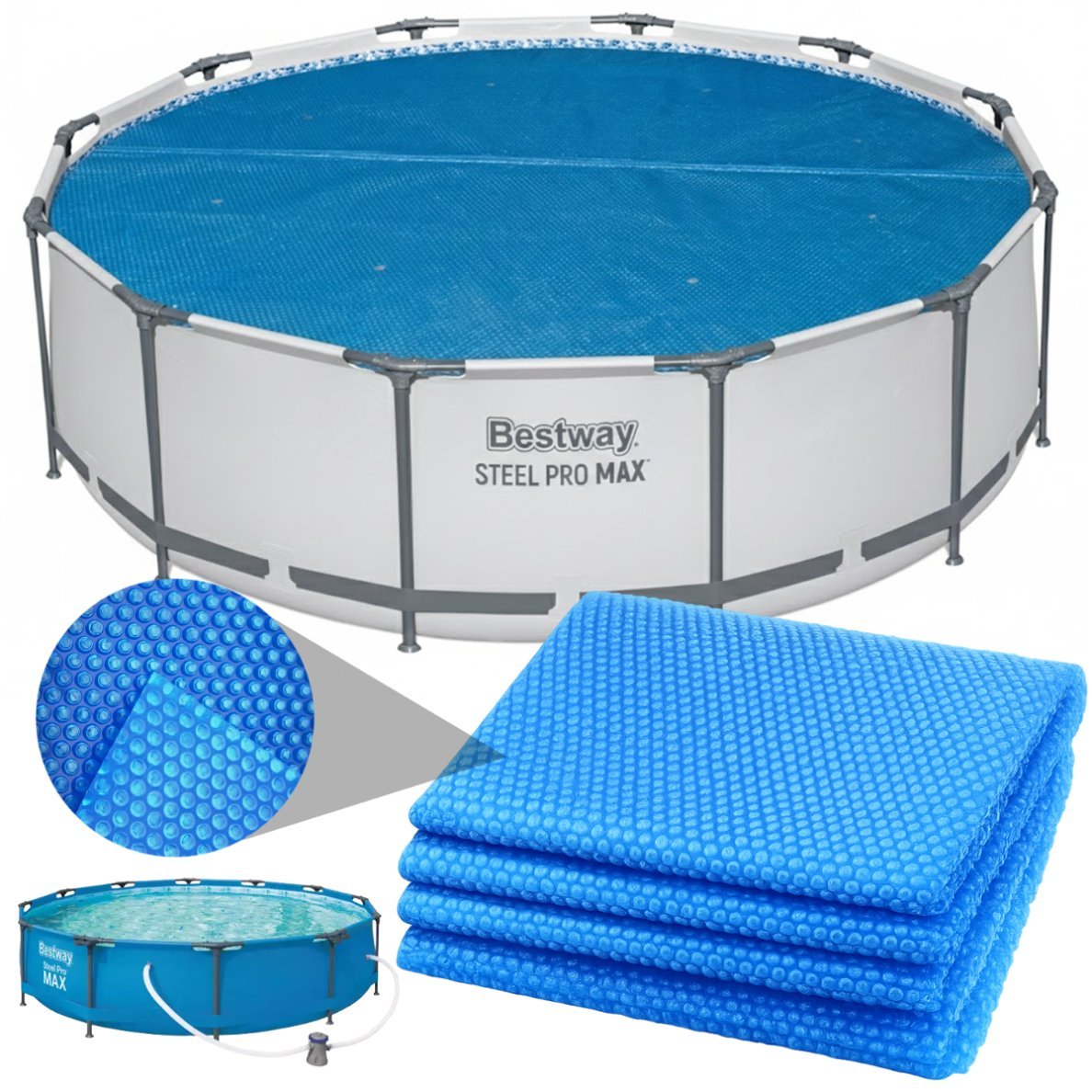Bestway panel solarny nagrzewacz wody pokrywa do  steel pro max 366x76cm