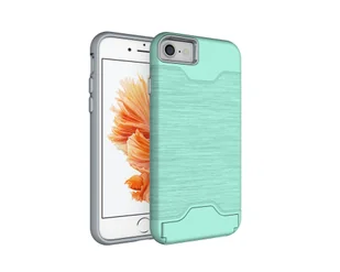 Etui ochronne do Apple iPhone 7/8/SE2/SE3 4,7 cala z dołączanym twardym etui i uchwytem na karty (zielony) - Etui i futerały do telefonów - miniaturka - grafika 1