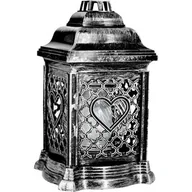 Lampiony i znicze - Znicz kapliczka ażurowa z sercem 14,5 x 26 cm srebrny - miniaturka - grafika 1