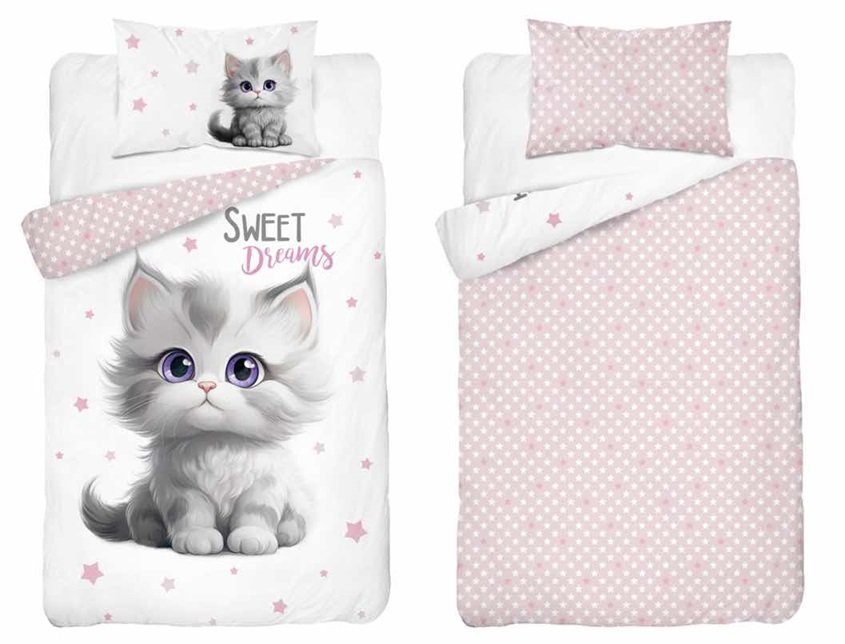 Pościel bawełniana 90x120 5518b kotek