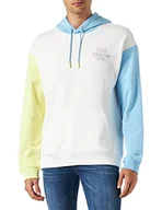 Bluzy męskie - Lee Męska bluza z kapturem Loose Color Block Hoodie, écru, 4XL - miniaturka - grafika 1