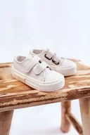 Moda i Uroda OUTLET - Dziecięce Skórzane Trampki Na Rzep BIG STAR KK374055 Białe-34 - miniaturka - grafika 1