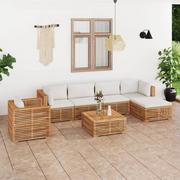 Meble ogrodowe - vidaXL Lumarko 7-cz. zestaw wypoczynkowy do ogrodu, kremowe poduszki, tekowy 3087098 - miniaturka - grafika 1
